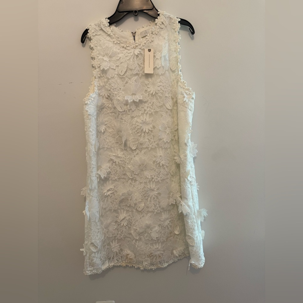 NWT Anthropology White Appliqué Dress